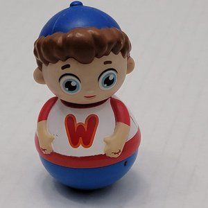 Weebles Character Figure Boy HTF Red White Big W Round Blue Cap Blue Eyes Kid